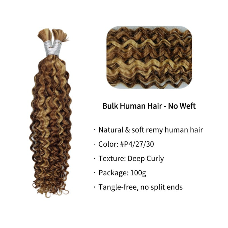 Braiding Hair - #4/27/30 Deep Curly Human Hair