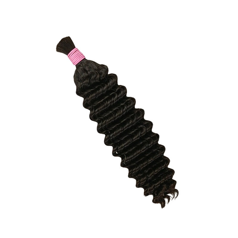 Braiding Hair - #1B Deep Wave Double Drawn Human Hair	