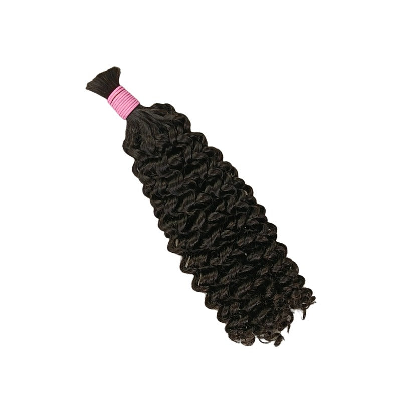 Braiding Hair - #1B Deep Curly Double Drawn Human Hair	