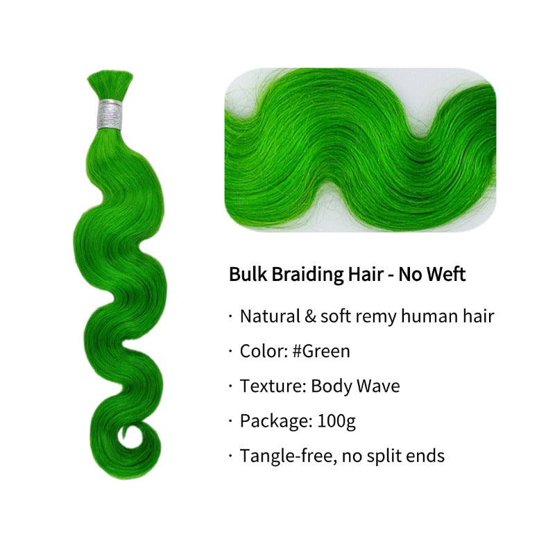 Braiding Hair - #Green Body Wave Human Hair