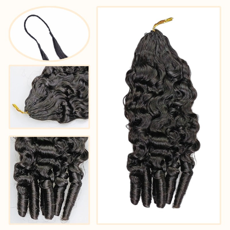 Crochet Hair - #1B French Curly Human Hair