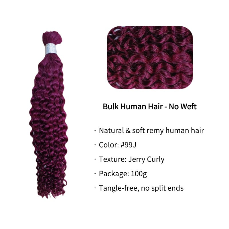 Braiding Hair - #99J Burgundy Jerry Curly Human Hair