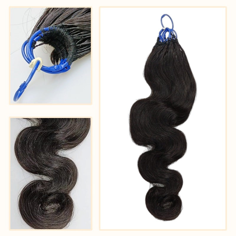Pre-looped Crochet Hair - #1B Body Wave Human Hair
