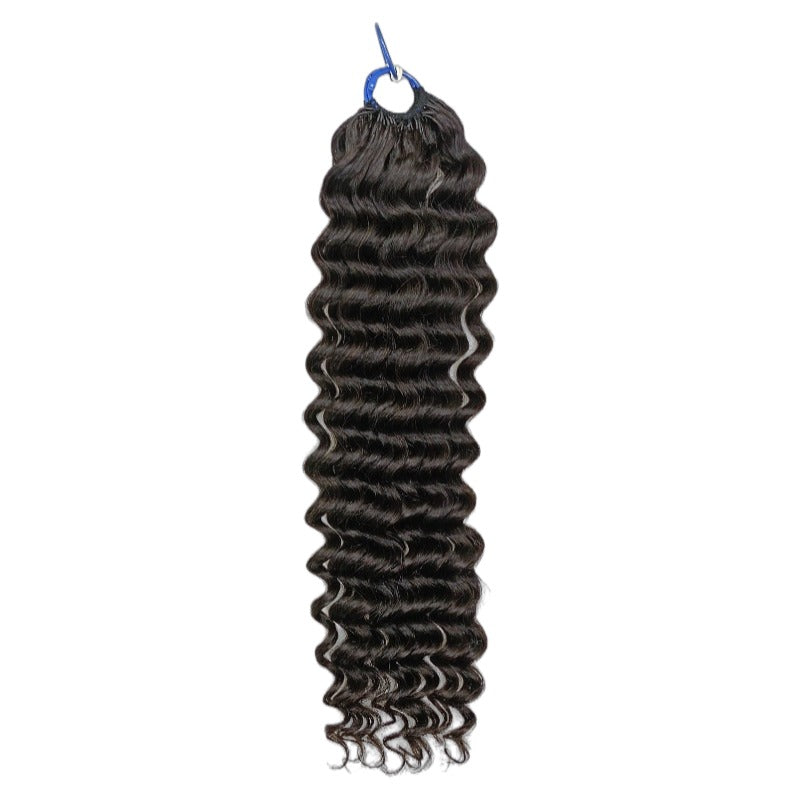 Pre-looped Crochet Hair - #1B Deep Wave Human Hair
