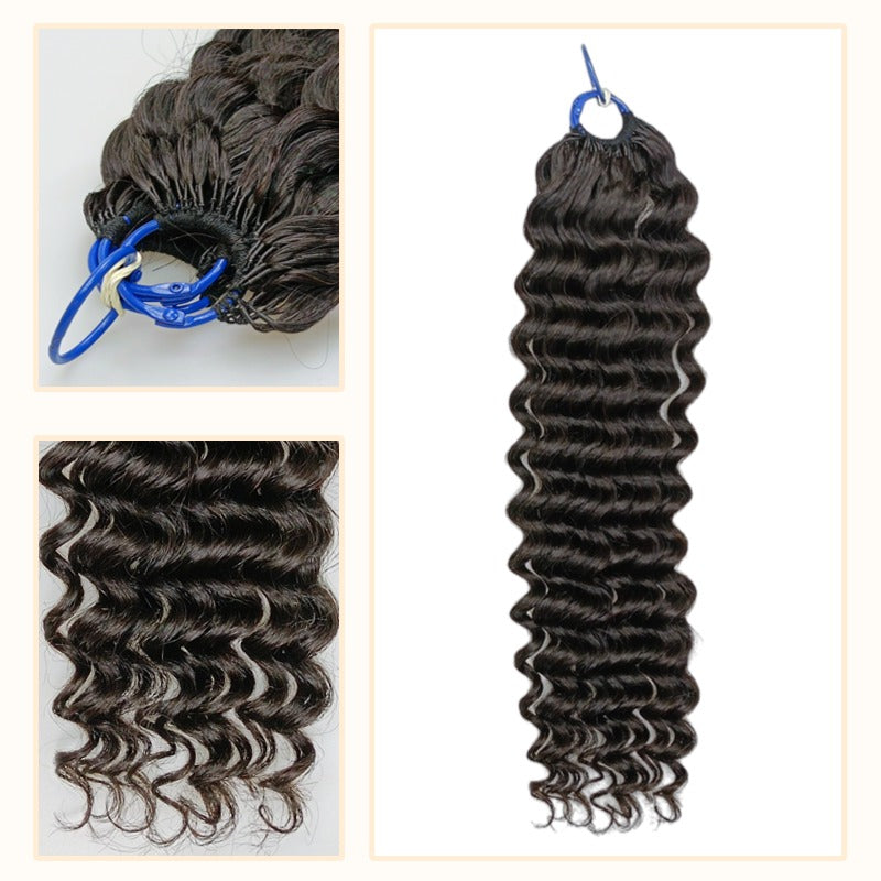 Pre-looped Crochet Hair - #1B Deep Wave Human Hair