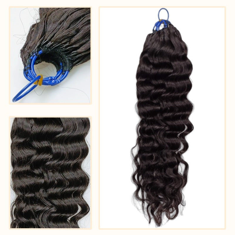 Pre-looped Crochet Hair - #1B Water Wave Human Hair