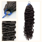 Pre-looped Crochet Hair - #1B Water Wave Human Hair