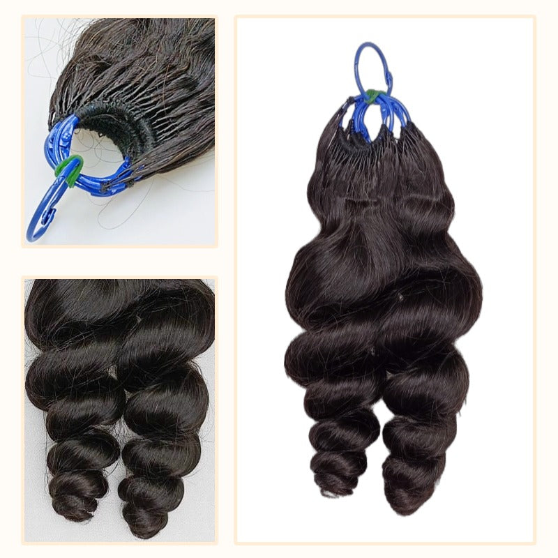 Pre-looped Crochet Hair - #1B Loose Wave Human Hair
