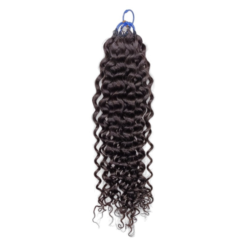 Pre-looped Crochet Hair - #1B Deep Curly Human Hair