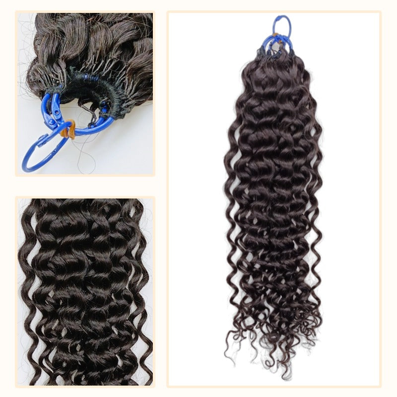 Pre-looped Crochet Hair - #1B Deep Curly Human Hair