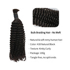 Braiding Hair - #1B Black Kinky Curly Human Hair