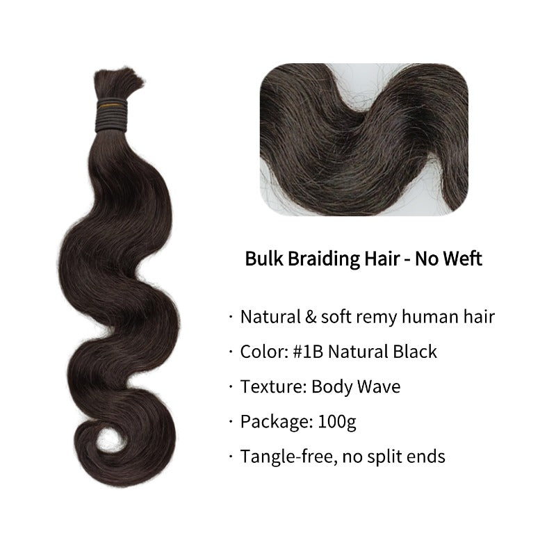 Braiding Hair - #1B Black Body Wave Human Hair